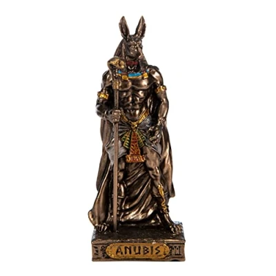 Image of BEAUTIFUL GREEK STATUES Anubis Egyptian God Resin Figurines Hand Painted Bronze Miniature Statue 3.3 Inches