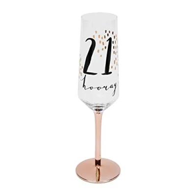 Image of Widdop And Co Hotchpotch Luxury Champagne Prosecco Flute Glass Rose Gold Stem 21st Birthday