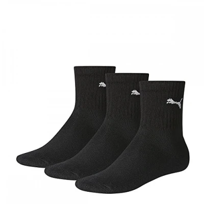 Image of Puma Sport Junior 3P Black socks for children, 2.5 5 UK(35 38 EU)