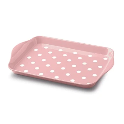 Image of Zeal Melamine Mini Dotty Design Serving Tray (18x14cm) Rose Pink