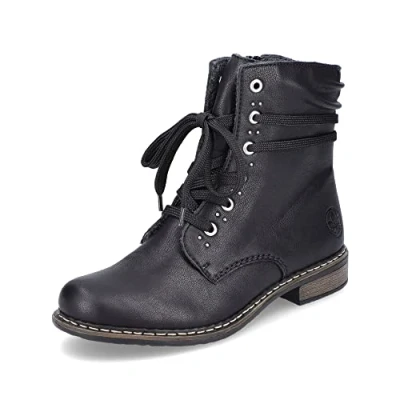 Image of Rieker Women Ankle Boots 71218, Ladies Lace up Boot,Low Boots,Chukka Boot,Short Boots,lace Boot,Black (Schwarz / 00),42 EU 8 UK
