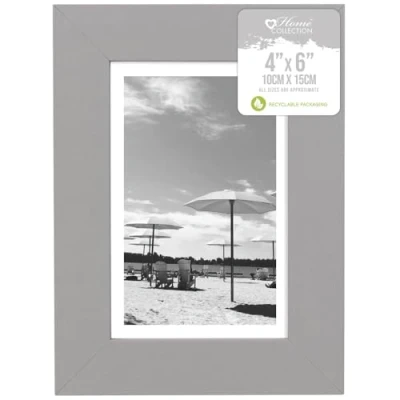 Image of Home Collection Stylish Silver Grey Photo Frame Table &amp; Wall Display Glass Window Gift 4 x 6