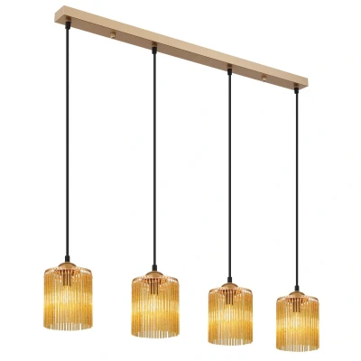 Image of Leeds Bar Pendant Ceiling Light Gold Colours Antique 4x E14