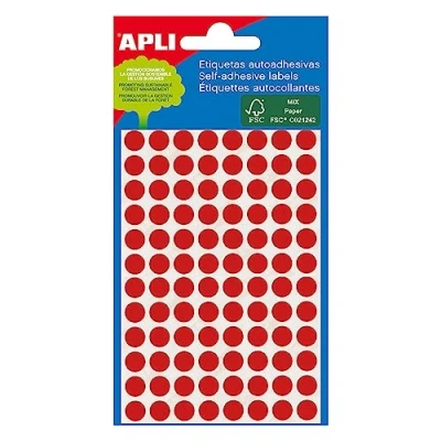 Image of Apli 8mm Diameter Mini Label Red (Pack of 288)