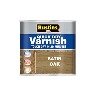Image of RUSTINS VSOA500 Quick Dry Varnish, Satin Oak, 500ml