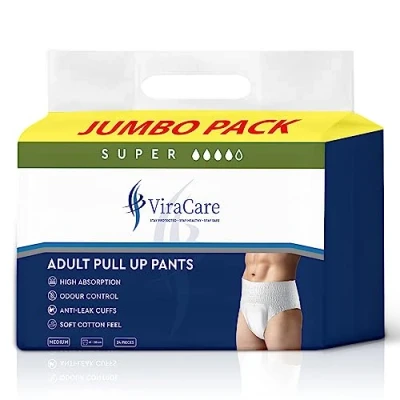 Image of 24 x Incontinence Pants Women &amp; Men Adult Diapers Medium Pull Up with Soft Stretch Waistband Nappies Waist Size 65 135 cm