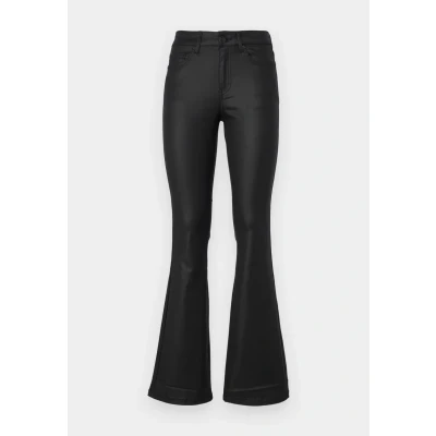 Image of Vero Moda Vmflash Coated Pants Flared Jeans, Women&#039;s, Size: Mx32, Black