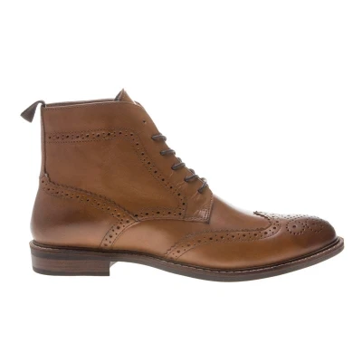 Image of Thomas Crick Men&#039;s &#039;Aksham&#039; Formal Brogue Boots, Classic Embroidered Upper, Comfortable and Stylish Boots For Any Occasion, Made with Leather an Effortless (Black/Tan)