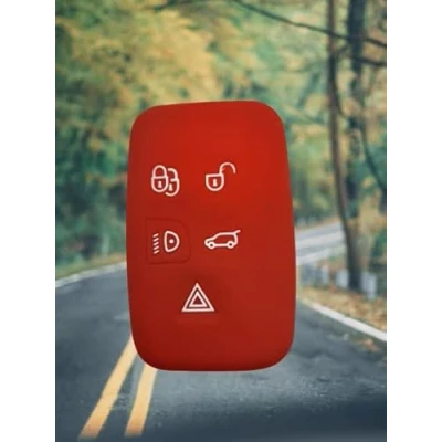 Image of StyleC Silicone Key Case cover compatible with Discovery 4 Freelander 3 Land Range Rover Sport fob protector (Red)