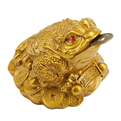 Image of Wschic Lucky Money Frog,Feng Shui Toad Coin Chinese Charm for Prosperity Home Decoration Gift