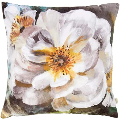Image of Evans Lichfield Winter Florals English Rose Cushion Cover, White, 43 x 43cm