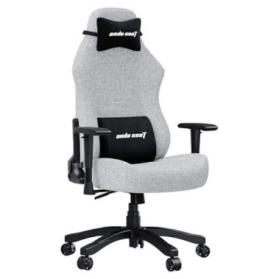 Image of Anda Seat Luna Large Fabric Gaming Chair Ergonomic Reclining Video Game Chairs, Computer Home Office Chair, Heavy Duty Neck &amp; Back Lumbar Support Grey Folding Recliner for Adults