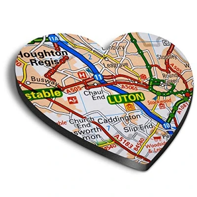 Image of 1 x Heart MDF Magnets Luton England Travel Holiday UK Map 45632