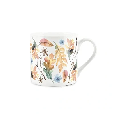 Image of Purely Home Autumnal Leaves Mug Watercolour Falling Bone China Cup White Coffee/Tea Present Gift
