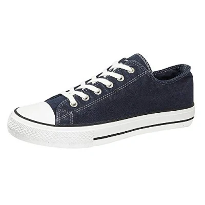 Image of Dek Taylor Unisex Canvas Lace Up Trainers Navy UK 10