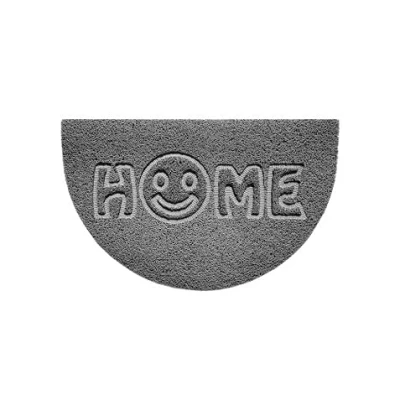 Image of Nicoman Embossed Halfmoon Half Circle Door Mat Dirt Trapper Jet Washable Doormat 70x44cm (Grey, HOME SMILEY FACE Shape) Use Indoor or Sheltered Outdoor
