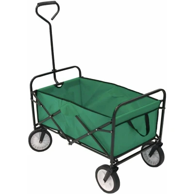 Image of Green Heavy Duty Foldable Garden Festival Trolley Folding Cart Wagon Truck Wheelbarrow Oypla