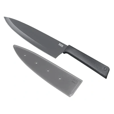 Image of KUHN RIKON Colori+ Non Stick Chef&#039;s Knife with Safety Sheath, 30 cm, Grey