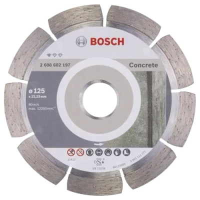Image of Bosch Professional 1x Diamond Cutting Disc Standard for Concrete (for Concrete, Cellular Ø 125 x 22,23 1,6 10 mm, Accessories Angle Grinders)