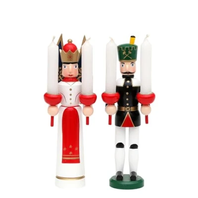 Image of Dekohelden24 Angel and Miner Candle Holder Dimensions (L x W H): 7 5.5 20 cm, Wood, cm