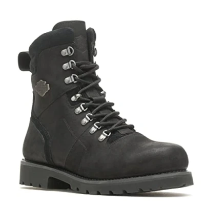 Image of Harley Davidson Bannack Cowboy/biker ankle boot, Men&#039;s, Size: 10, Black Nubuck