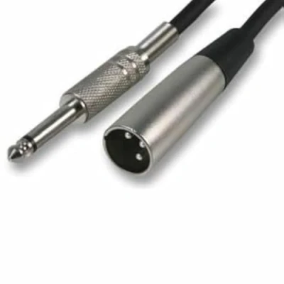Image of cable Core XLR MALE TO 1/4&quot; 6.35mm JACK LEAD unbalanced mic patch 5m