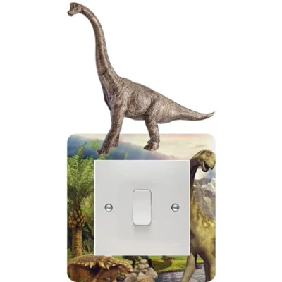 Image of Brachiosaurus Jurassic Dinosaur Light Switch Surround Art Vinyl Wall Stickers Children&#039;s Bedroom
