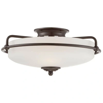 Image of Quoizel Griffin Bowl Semi Flush Ceiling Light Palladian Bronze
