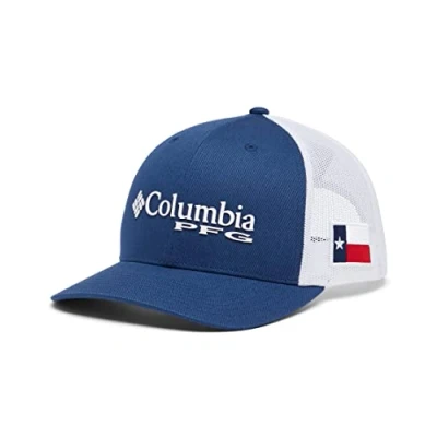 Image of Columbia Women&#039;s PFG Logo Mesh Snap Back Cap, Carbon/White/Tx Flag, One Size