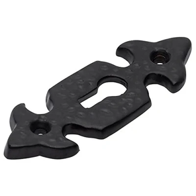 Image of Merriway® BH01796 Fleur de Lys Design Open Keyhole Escutcheon Black Antique