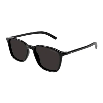 Image of Montblanc Man MB0325S 001 Sunglasses Black Grey Round