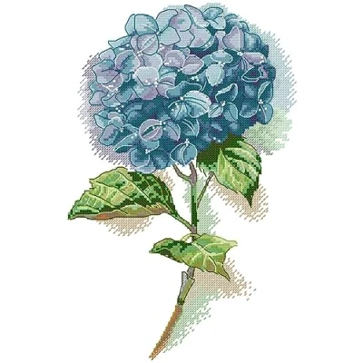 Image of Awesocrafts Cross Stitch Stamped Kits Blue Hydrangea Easy Patterns Stitching Embroidery Needlework Kit Supplies