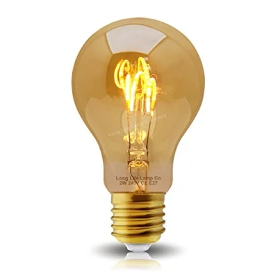 Image of Long Life Lamp Company Retro Vintage LED 2w Edison Style Spiral Filament Bulb Smoked Gold Glass A60 E27 Screw