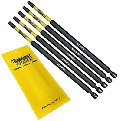 Image of 5 x SabreCut SCTX40152_5 152mm T40 TX40 Magnetic Impact Screwdriver Driver Bits Set Torx Heavy Duty Compatible with Dewalt Milwaukee Bosch Makita and More