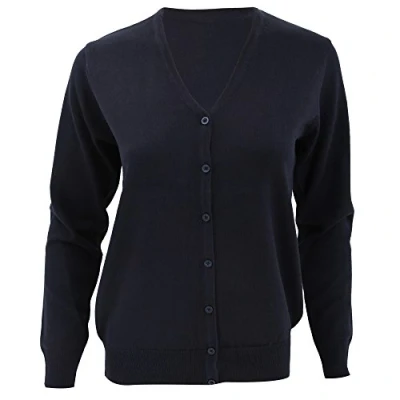 Image of Kustom Kit Womens V Neck Cardigan/Ladies Knitwear (16) (Navy Blue)