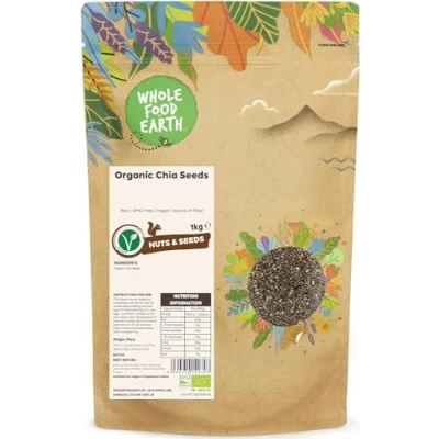 Image of Wholefood Earth Organic Chia Seeds 1 kg Raw GMO Free Vegan Source of Fibre Certified