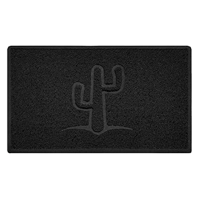 Image of Nicoman Cactus Embossed Shape Door Mat Dirt Trapper Washable Barrier Doormat (Use Indoor or Sheltered Outdoor) (75x44cm/29.5x17.3inches,Medium) Black