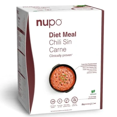 Image of NUPO Diet Meal Chili Sin Carne Premium for Weight Management I Complete Replacement Control 10 Servings Very Low Calorie Diet, Vegan, Gluten Free, GMO Free