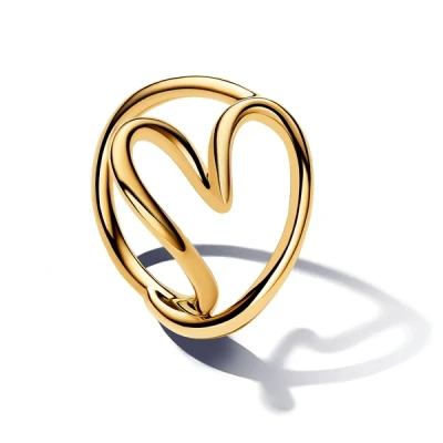 Image of Pandora Gold Organically Shaped Heart Ring 52