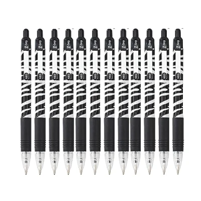 Image of Zebra Pen Z Grip Black Pens Ballpoint, Smooth &amp; Funky With Pocket Clip, Retractable Ink Reliable Biro Multipack For Everyday Use Design, 12pk