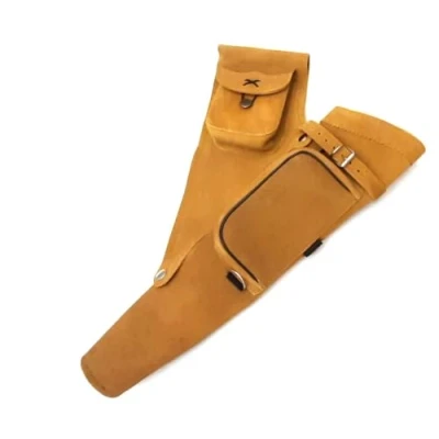 Image of Quiver Archery Suede Leather Side Arrow Holder Honey Brown