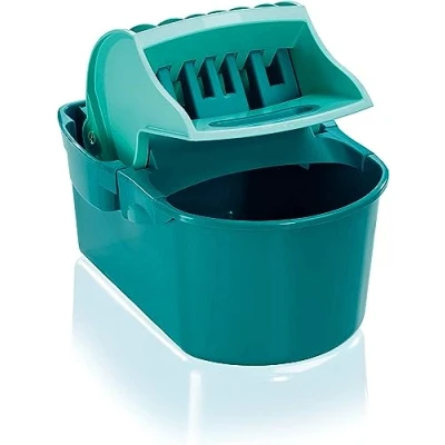 Image of Leifheit Flat Mop Wringer Profi Compact With Handle, Bucket In Built Rinser, for and Set Floor Cleaning, Turquoise
