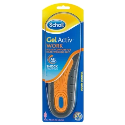 Image of Scholl GelActiv Work Insoles for Women, Shock Absorption Standing All Day Boots or Shoes UK Shoe Size 3.5 7.5, 1 Pair (Packing May Vary)