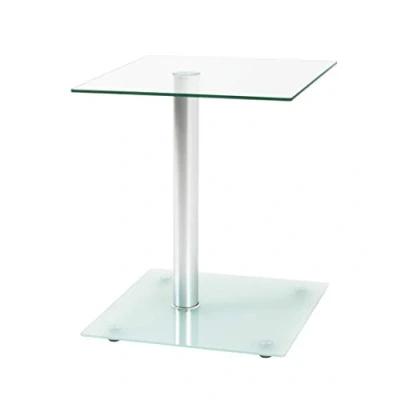 Image of HAKU Mobel End Table Alu, Satin Finished, Metal, Tempered Glass, Glass Size: W 40 cm X H 52 D cm, Style: Modern