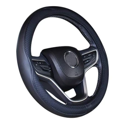 Image of Istn Microfiber Leather Car Steering Wheel Cover Universal 15 inch/38cm Breathable Anti slip Protector for Auto/SUV (Black)