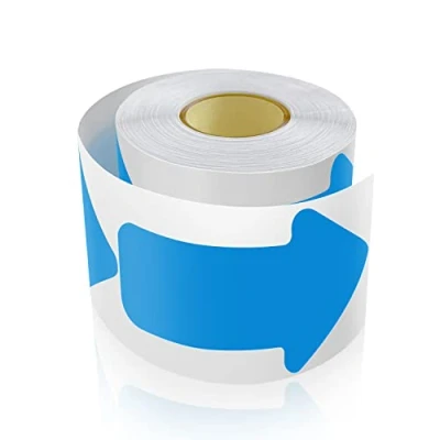 Image of Arrow Floor Stickers Vinyl 15.2 x 7.6 cm Self adhesive Direction Arrows Sign Waterproof Removable 200 Labels per Roll Blue