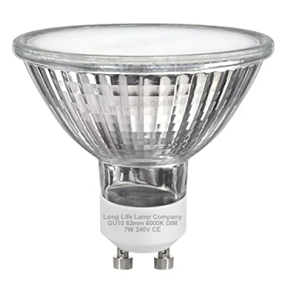 Image of Long Life Lamp Company GU10 LED 63mm Dimmable Cool White 7w Frosted Cover 240v