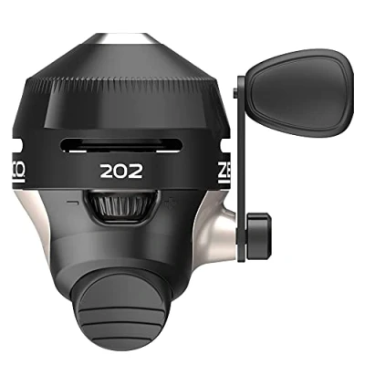 Image of Zebco 202 Spincast Fishing Reel, Size 30 Right Hand Retrieve, Durable All Metal Gears, Stainless Steel Pick up Pin, Pre Spooled with 10 Pound Line, Black