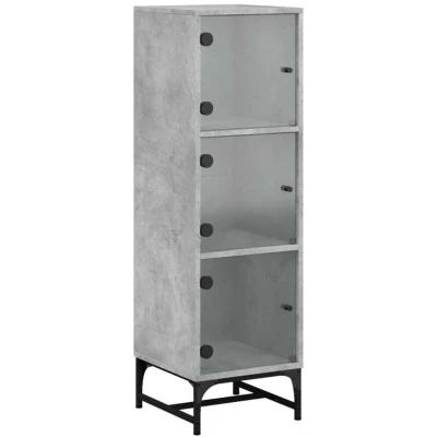 Image of vidaXL Highboard with Glass Doors Concrete Grey 35x37x120 cm