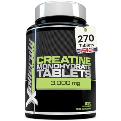 Image of Creatine Monohydrate Tablets 3000mg 270 Vegan 3 Month Supply Pre Workout Energy Supplement for Men &amp; Women Powder Capsules Alternative Xellerate Nutrition